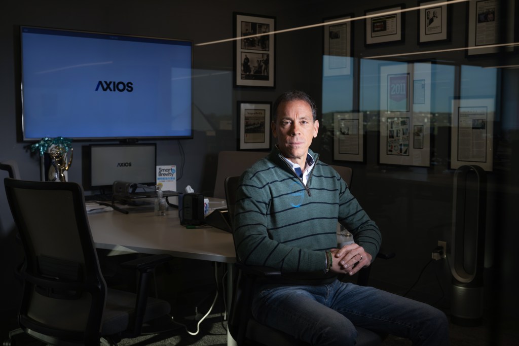 Axios Co-Founder and CEO Jim VandeHei poses for a portrait at Axios headquarters in Arlington, VA